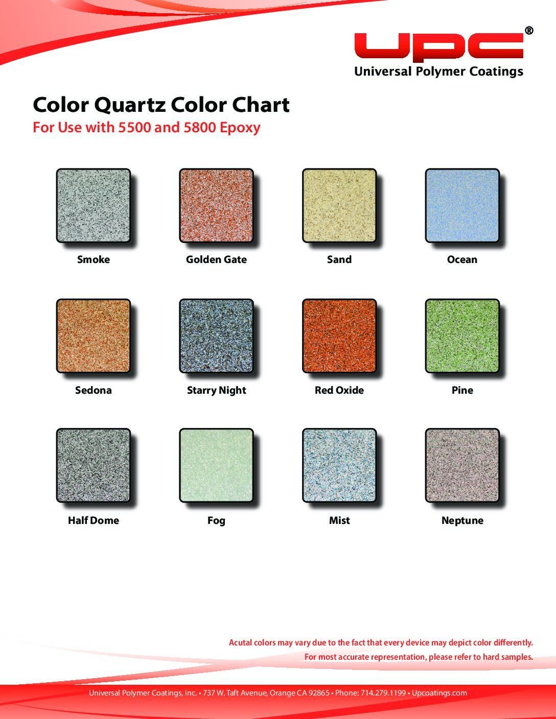 Color Quartz Color Chart Universal Polymer Coatings